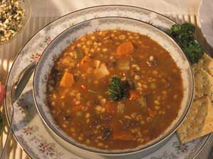 a bowl of barley soup