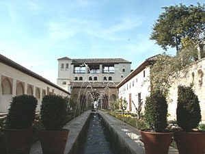 An inner courtyard of the Alhambra