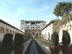 An inner courtyard of the Alhambra