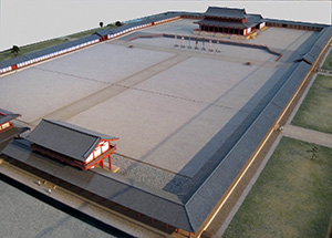 Model of the Empress Genmei's imperial audience hall at Heijo, Nara