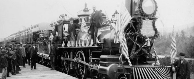 A railroad train in Fargo, North Dakota in 1883