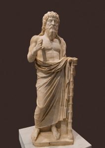 Roman holy man with long hair, bare feet, and a robe