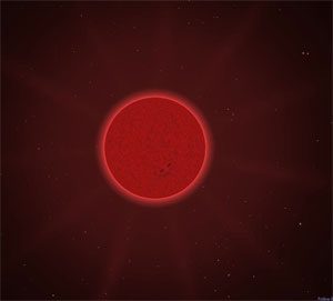 A red circle on a reddish-black background: a brown star