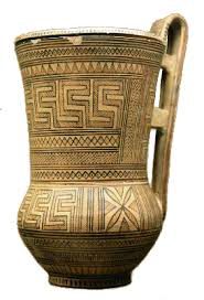 Greek geometric vase, 800s BC (now in the British Museum)