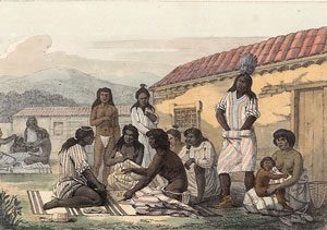 Mission Dolores, California - Native people playing the stick game (1816)