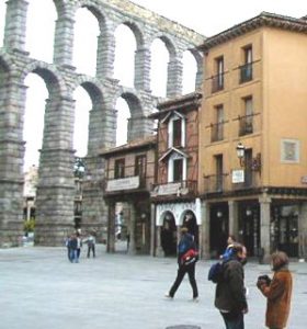 A Roman aqueduct at Segovia, in eastern Spain