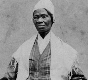 Sojourner Truth: An older black woman in a white cap and shawl