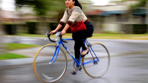 Woman riding a bike