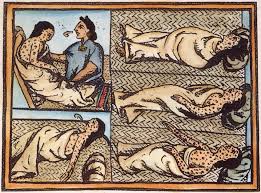Aztec doctor treating people with smallpox (1500s AD, Codex Mendoza)