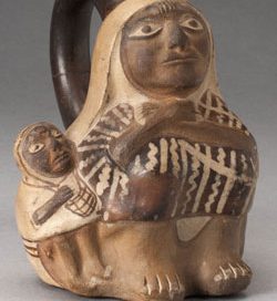 A Moche woman and child