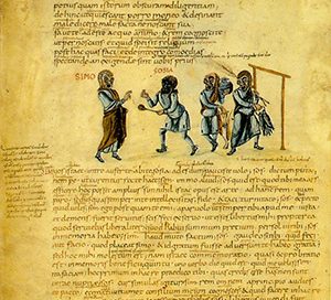 A page from a manuscript of Terence, written about 825 AD (now in the Vatican)